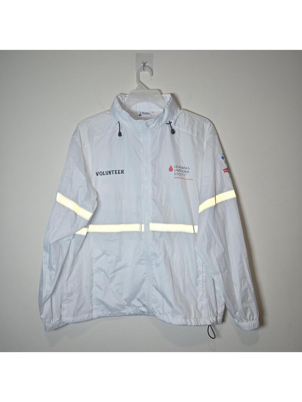 Disney Parks Marathon Adult Jacket White Leukemia Lymphoma Volunteer sz M READ